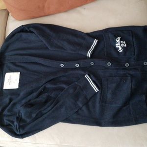 Hollister Navy Blue & White Cardigan